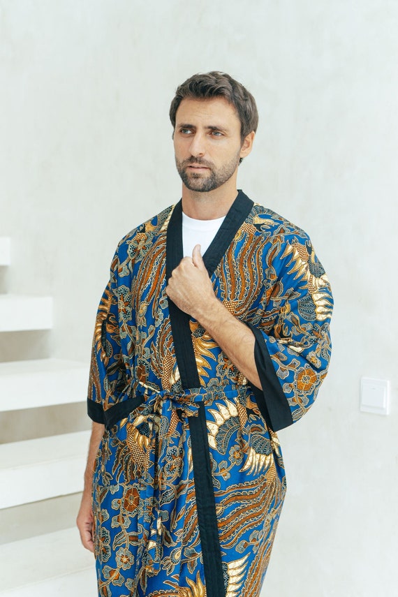 Silk Mens Kimono Robe Boheme Dressing Gown for Man Luxury -  Israel