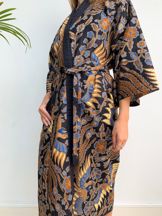 navy kimono robe