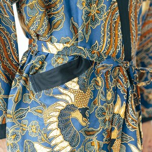 Royal Blue Men's Full Length Batik Robe