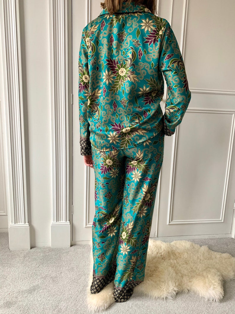 Turquoise Silk Blend Pyjama Set Silk Nightwear Unique Gift | Etsy UK