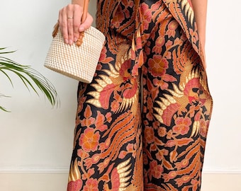 Red and Black Wrap Around Trousers, Wrap pants, Palazzo Pants, Flares, Festival Pants, Wide Leg Pants, Boho Pants, Summer Pants, Bali Pants