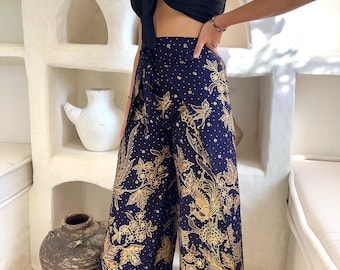 Midnight purple Wrap Around Trousers, Wrap pants, Palazzo Pants, Flares, Festival Pants, Wide Leg Pants, Boho Pants, Summer Pants, Bali Pant