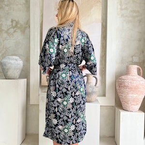 Full Length Silk Robe in Blue