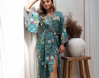 Silk Satin Goddess Kimono Robe, Silk Dressing Gown, Gift for her, Getting Ready Robe, Japanese  Kimono, Satin Bathrobe, Bridal Wedding