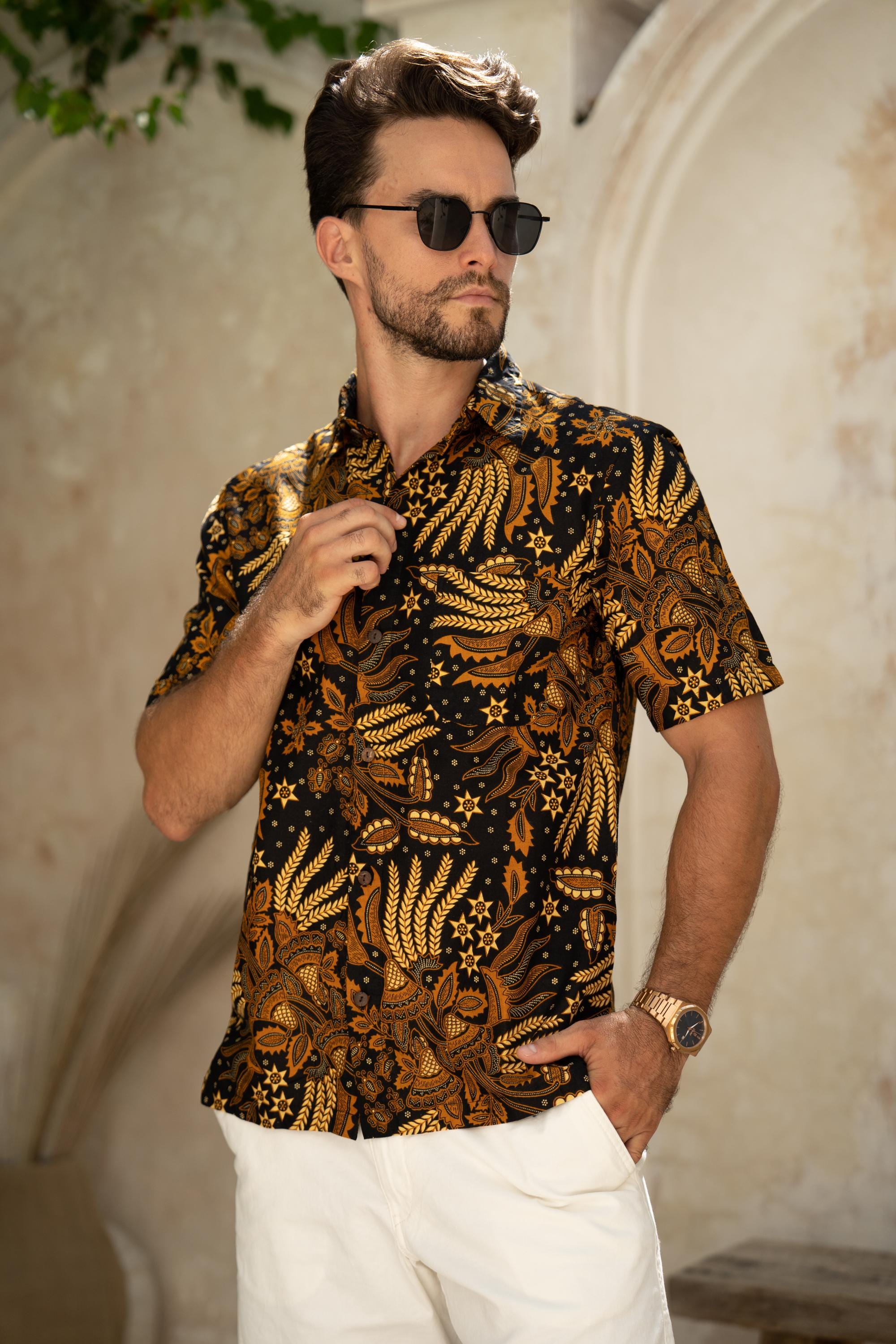 Batik Funky Black Batik Cotton Shirt, Balinese Shirt, Indonesian Shirt, Festival ...