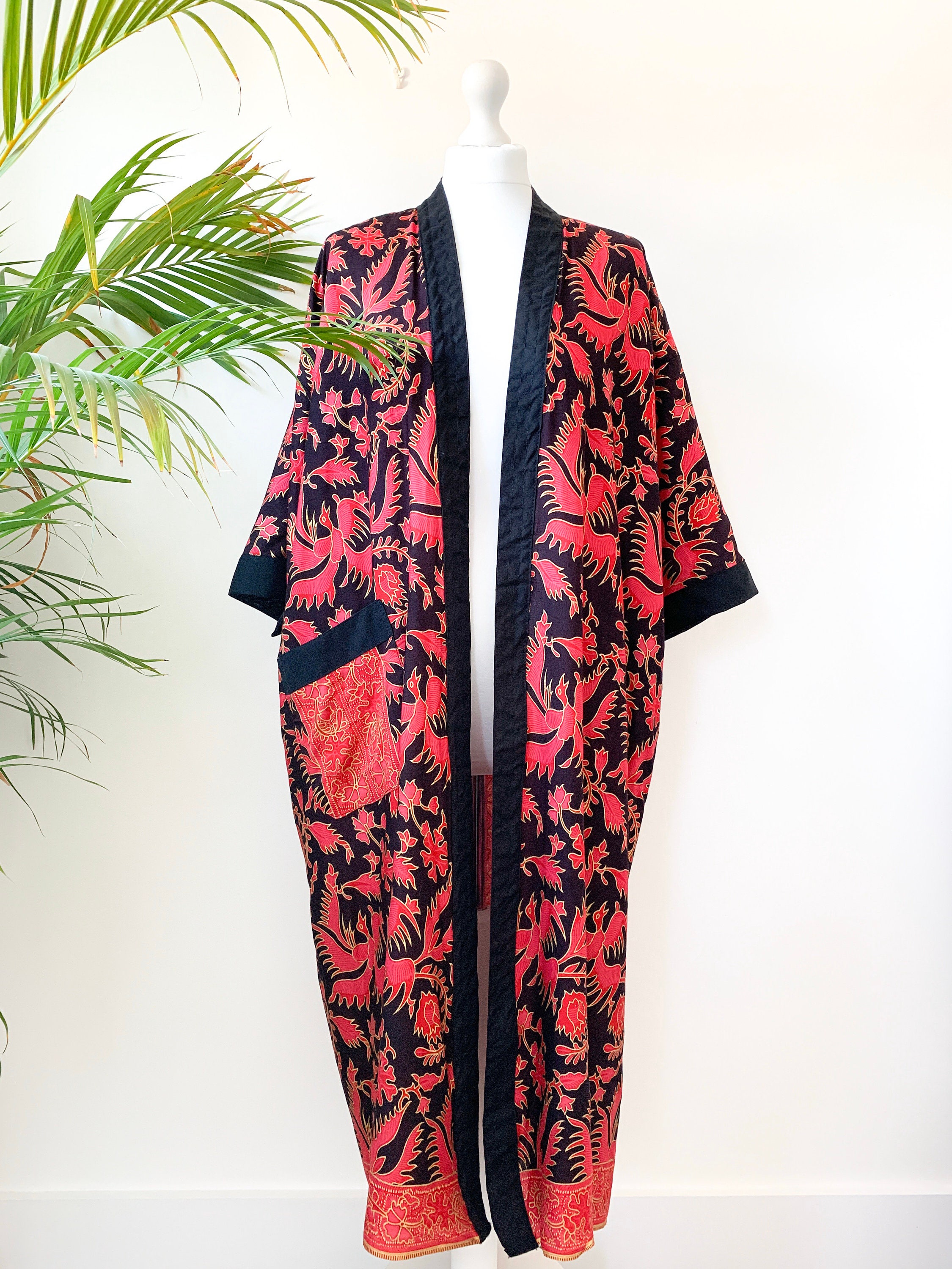 Handmade Batik Cotton Kimono Robe Kimono Jacket Dressing Etsy