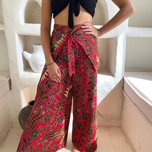 Red Wrap Around Trousers Flares Bali Festival Trousers - Etsy