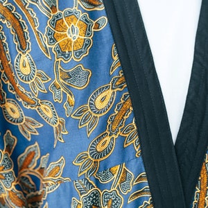 Royal Blue Men's Full Length Batik Robe