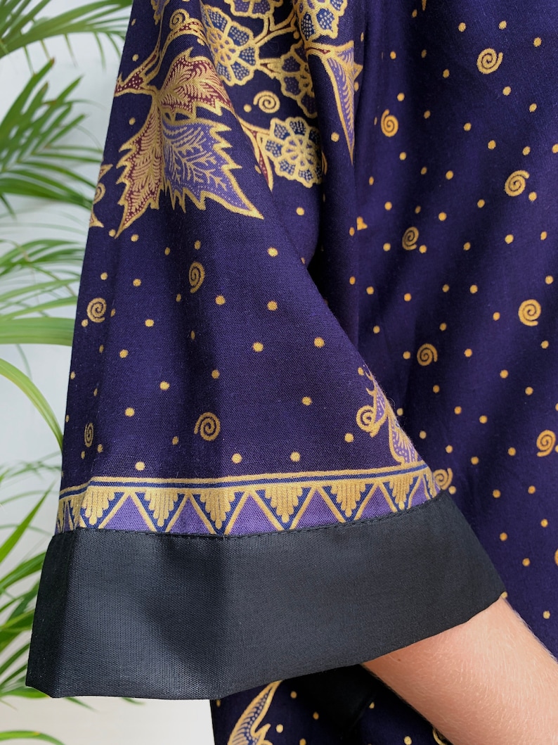 Midnight Purple Cotton Kimono Robe Kimono Jacket Dressing Etsy UK