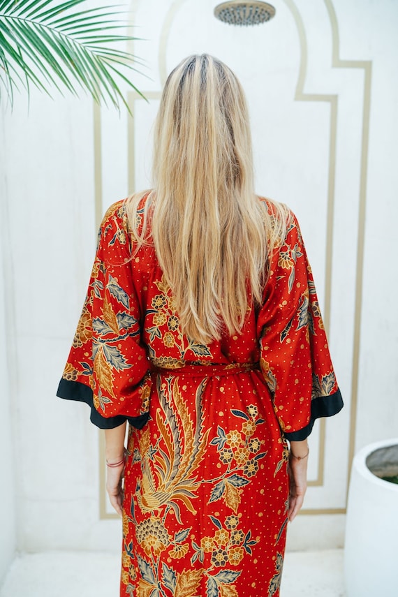 Peignoir Kimono Homme En Satin De Soie - Motif Dragon Chinois - Neuf Avec étiquettes - Taille Régulière