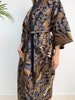 Navy Kimono Robe Jacket, Batik Cotton Dressing Gown, Mens kimono robe, Indonesian Paisley Dragon Fire Floral 