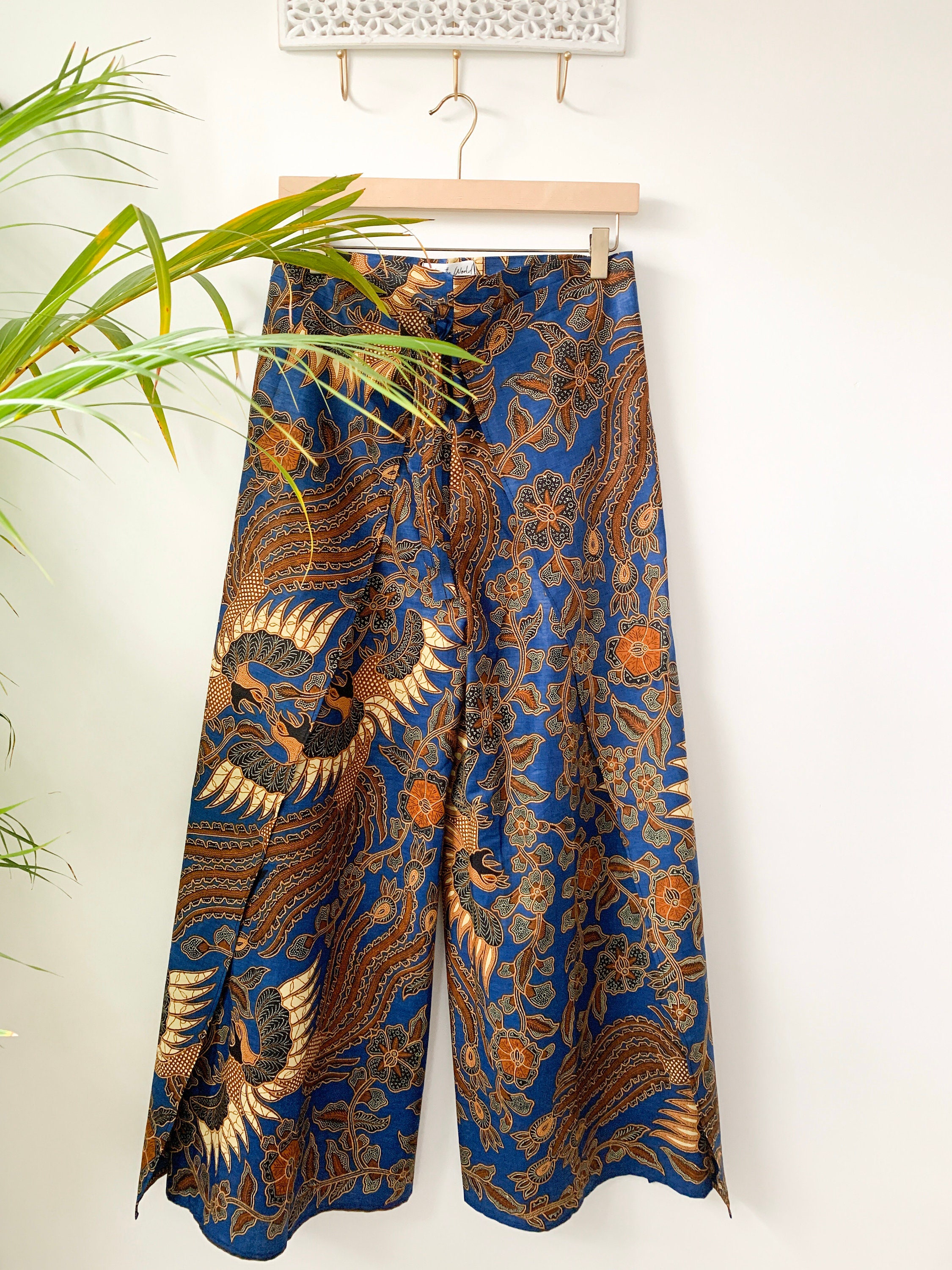 Royal Blue Wrap Around Trousers, Flares, Bali, Festival Trousers, Ori…