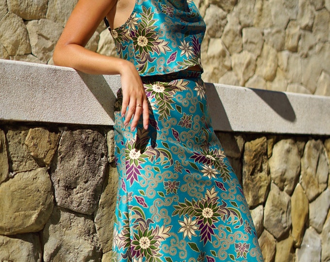 Silk Bias Cut Midi Skirt Silk Blend 