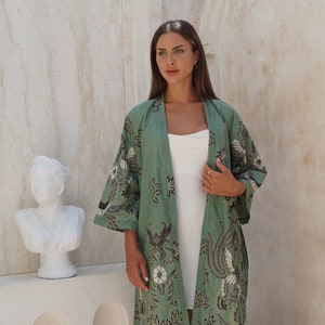 Mint Batik Kimono Robe