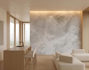 Neutral Abstract Wall Mural: Soft Stone Texture for Living Room, Entryway - RV207