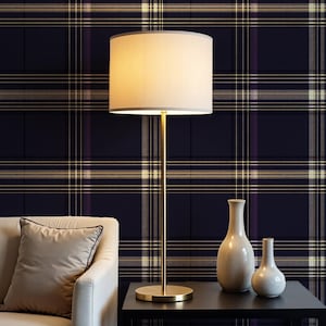 Dark Plaid Wallpaper: Navy Tartan Pattern for Bedroom, Study, Accent Wall - RV068
