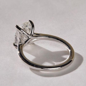 Trellis Prong Solitaire Cathedral Set Engagement Ring,Elongated Cushion Cut Moissanite 14k Solid Gold Ring,Surprise Gift For 1st Anniversary