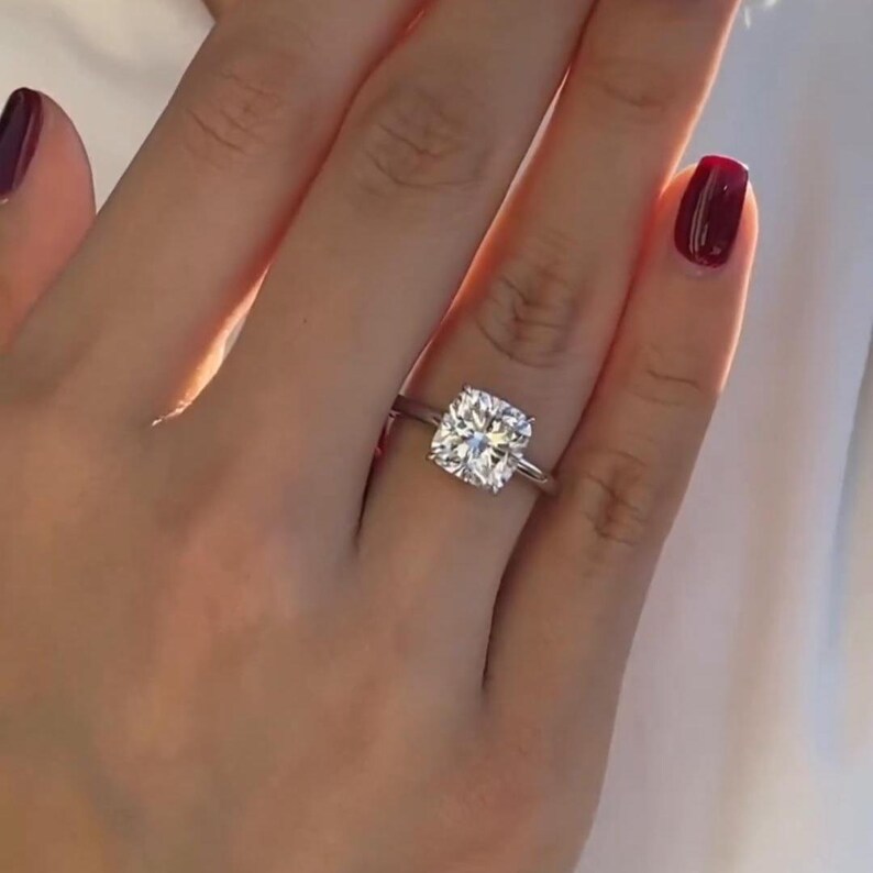 2.50CT Cushion Cut Engagement Ring, Antique Hidden Halo Anniversary ...