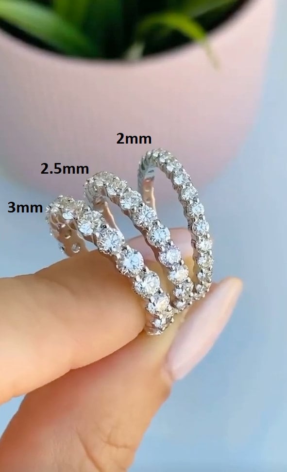 フルエタニティ 無色モアッサナイト 結婚指輪 2mm/2.5mm/3mm ラウンド