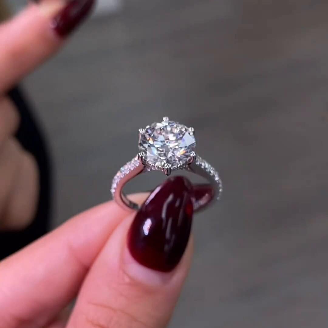 Vintage Cathedral Setting Engagement Ring, Large 3 Ct Round Cut ...