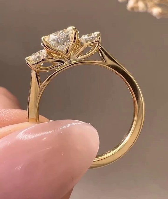 Unique Stone Ring Settings Three Stone Engagement Ring Vintage