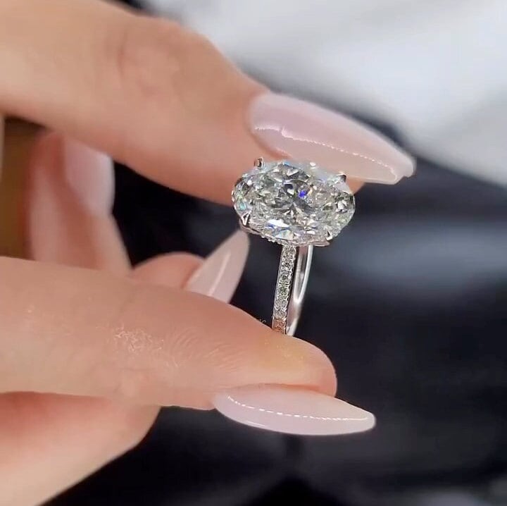 Acquista Anello Bianca in taglio Rotondo 1.512 Carati , Oro Bianco 375 Moissanite