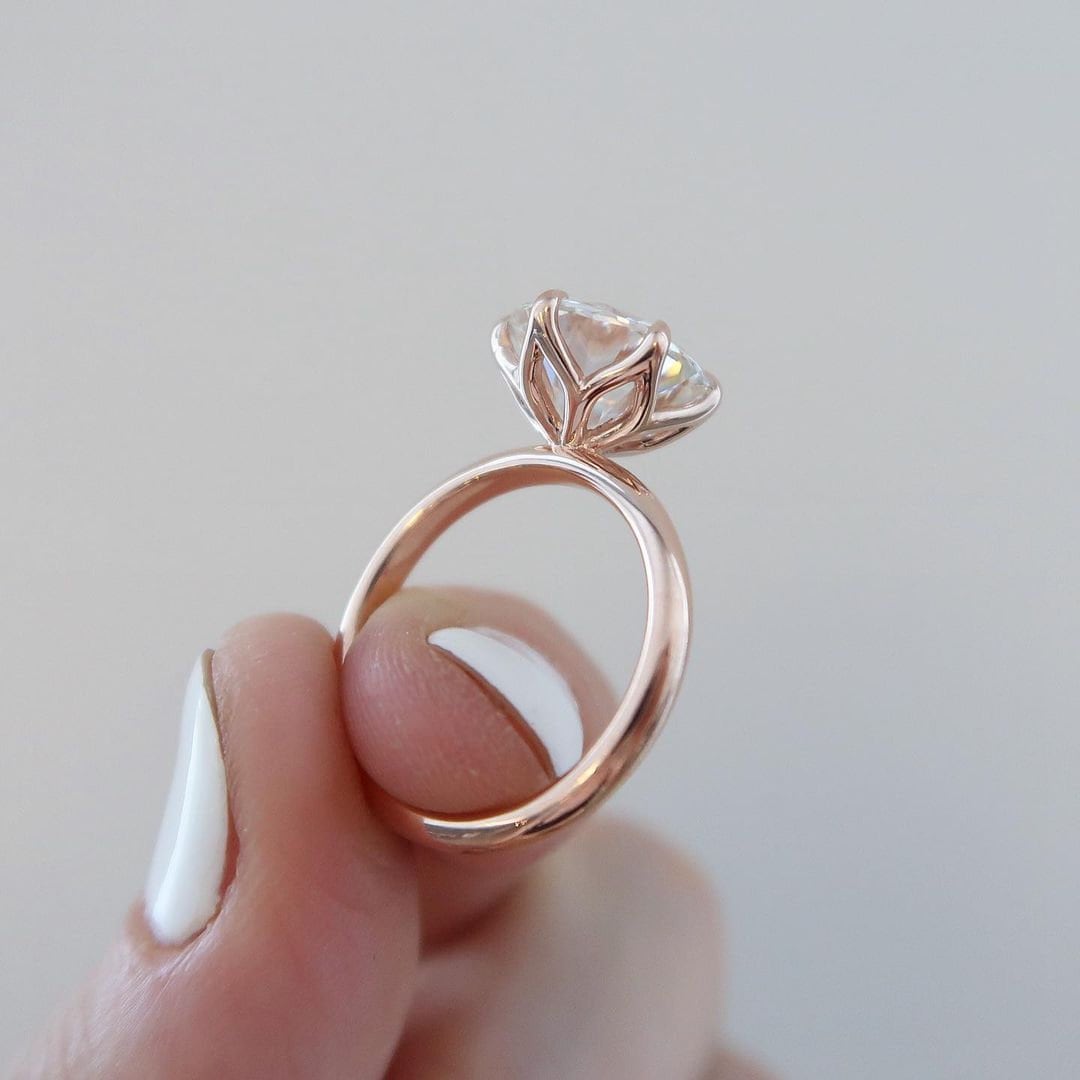 Antique Tulip Setting Engagement Ring, Classic 6 Prong Round Antique Tulip Setting Engagement Ring, Classic 6 Prong Round