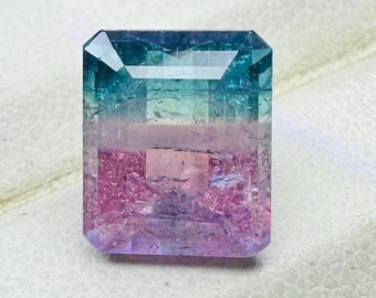 Emerald Cut Octagon Tourmaline Gemstone: 3-Color, 4 Carat