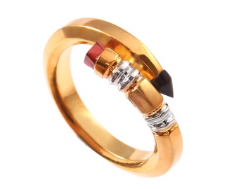 14K Gold Snake Ring with Gemstone Accent: Handmade Serpent Jewelry