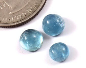 Natural Blue Aquamarine Cabochon Set: 3.60CT Loose Gemstones
