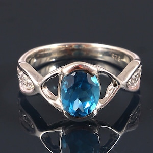Swiss Blue Topaz Sterling Silver Ring | Custom CAD Design Jewelry | 3D Ring Design Service | Made-to-Order Gemstone Ring