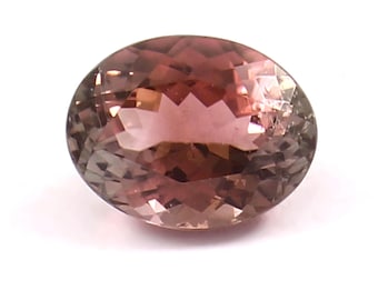 Bicolor Tourmaline Gemstone: 2ct Pink Green Oval Cut, 9x7mm