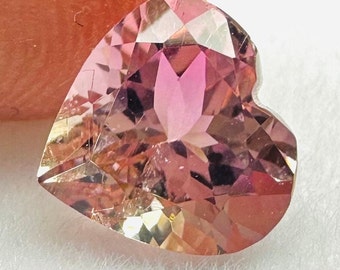 Bicolor Tourmaline Heart Cut Gemstone: 0.95ct Pink & Green, Flawless