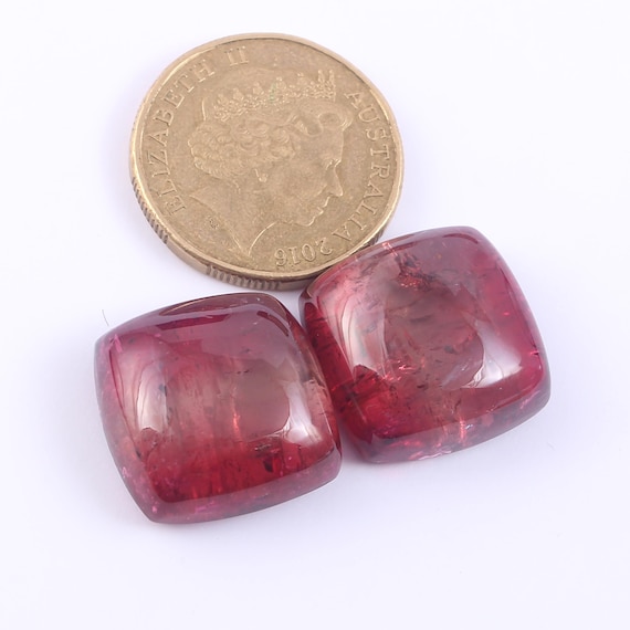 Bi-Color Tourmaline Pair 20mm Cabochon, 75 Carat Collector Gemstone (October Birthstone)