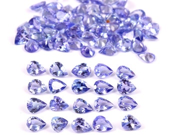 Natural Tanzanite Pear Cut Gemstones: Blue Violet, 5x4mm, Wholesale Lot
