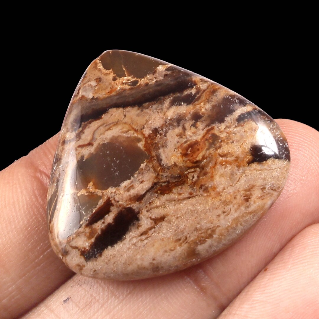 Striped Brown Jasper Gray Fancy Shape Jasper Design Cabochon Hand-made Cabochon Size 35x32x6mm ...
