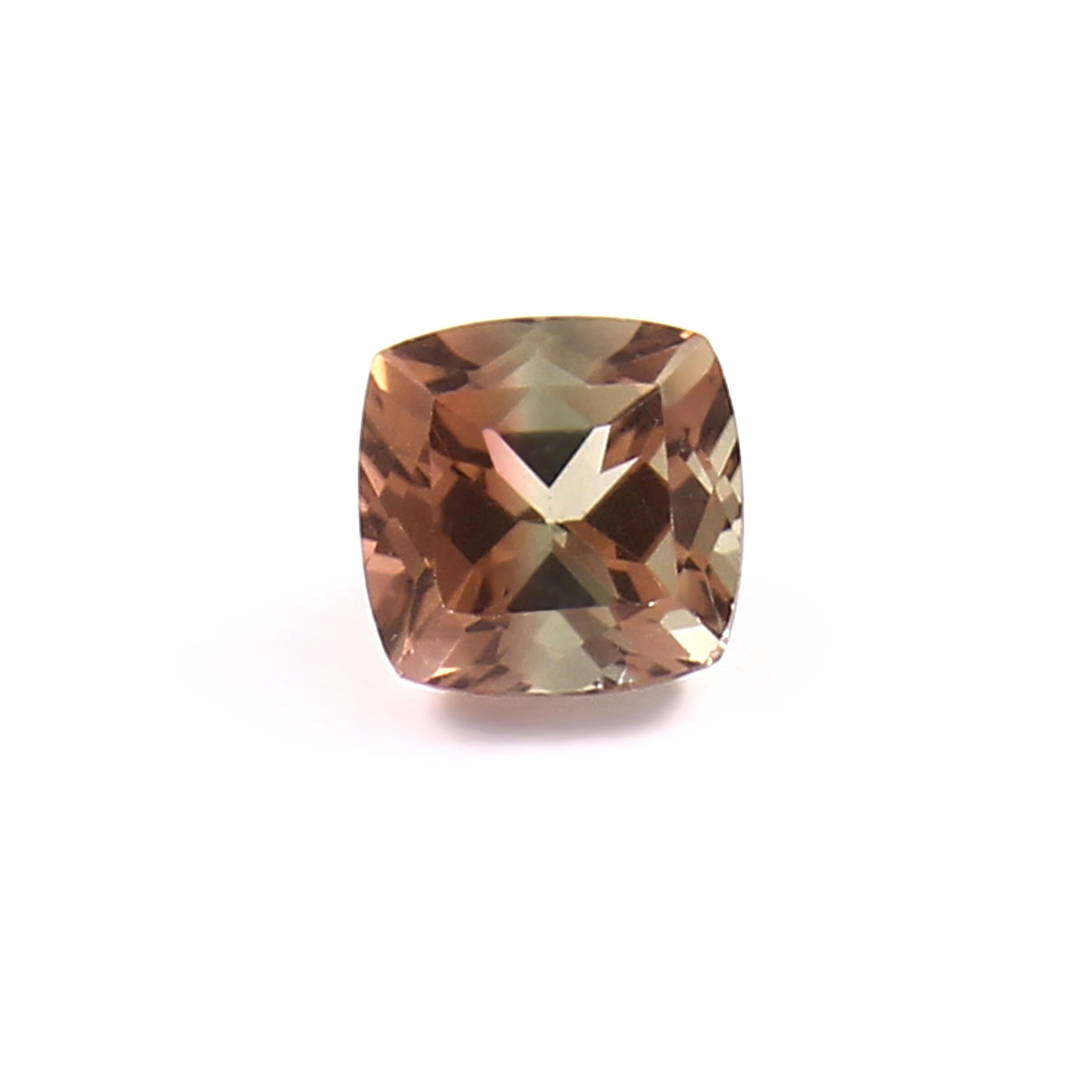 Bi-Color Tourmaline: 0.55 ct Faceted Cushion Cut Gemstone