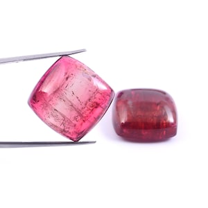 Large natural tourmaline cabochon pair 75 carat bi color gemstone for pendant or ring making