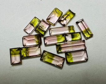 Tourmaline Layout Bicolour Baguette 14pieces set for Jewellery Making Natural Loose Gemstone