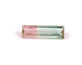 Bi-Color Tourmaline Baguette: 3.60 Carat Mint Pink & Green Gemstone