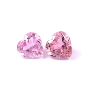 Heart-Shaped Pink Tourmaline: 5.5mm Faceted Loose Stones - 2 Piece Lot