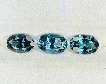 Turmalina Azul Natural, Formato Oval, 6 x 4 mm | Gema Rara | Gema Certificada | 3 Peças