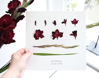 Personalised August Birth Flower Print | Gladiolus Botanical Print | August Birth Flower Print | Birth Flower Artwork