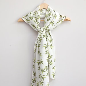 Lime Leaves Silk Scarf | Botanical Silk Scarf | Floral Scarf | Country Scarf | Silk Green Scarf