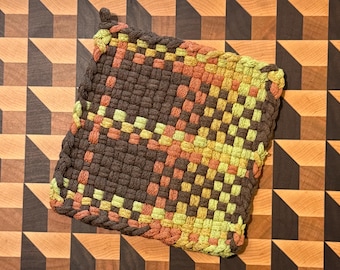 Handgeweven katoenen pannenlap, ambachtelijk cadeau, keukendecor, geweven onderzetter, hot pad, 5,5 "