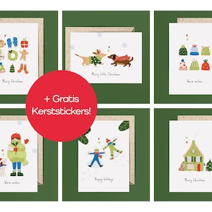 ACTIE: gratis Kerststickers! Kerstkaarten set | 6 kerstkaarten met enveloppen | Kerst | Wenskaart | Ansichtkaart