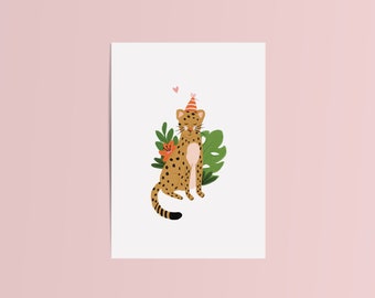 Tarjeta de felicitación Tigre | Postal en blanco | Tarjeta de cumpleaños | Tarjeta con animales de ilustración dibujados a mano | Tarjetas de felicitación de cumpleaños