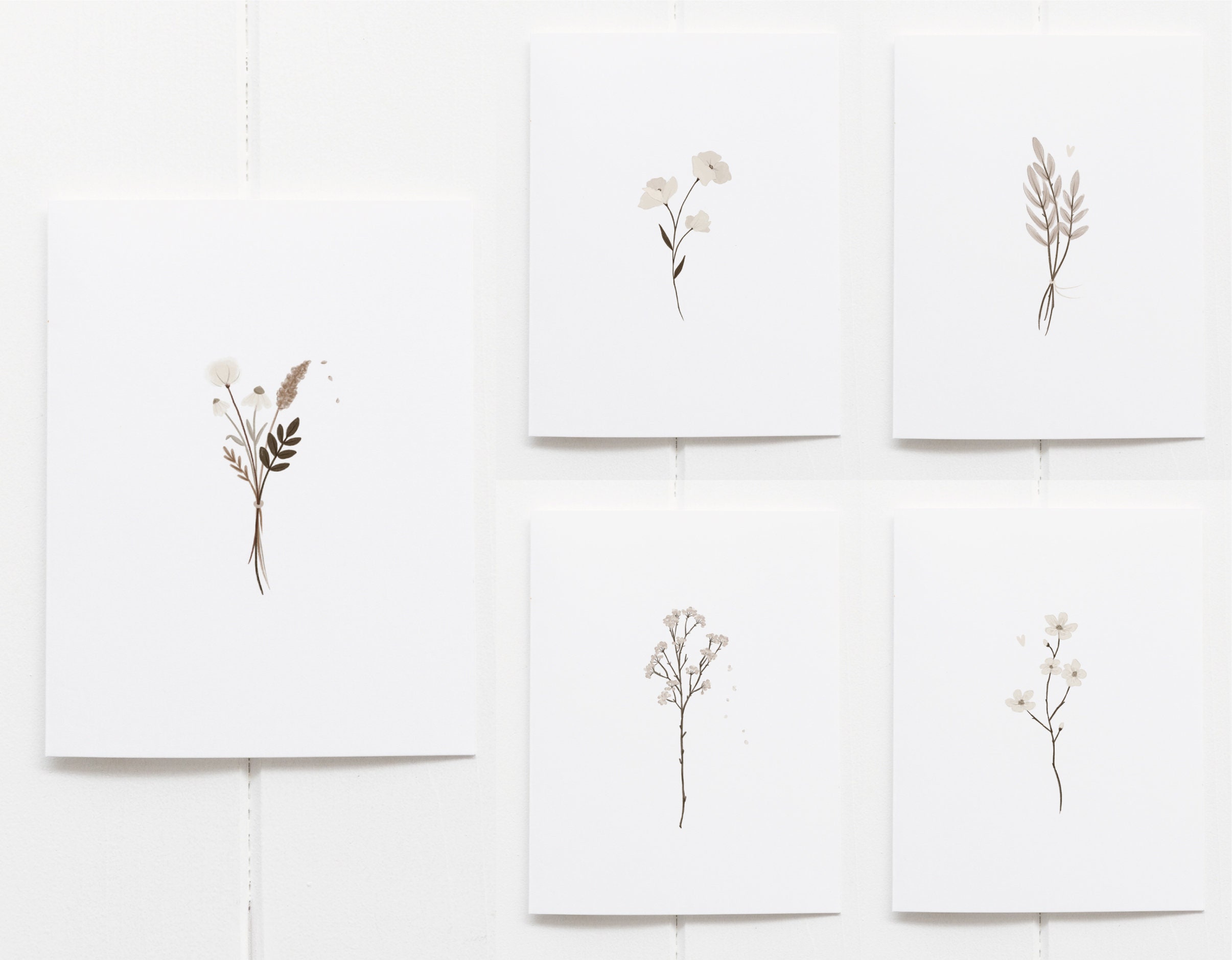 Condolence Cards Set of 5 Double Blank Cards Hand-drawn - Etsy