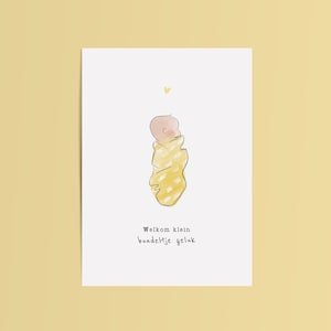 Greeting card: Welcome little bundle of happiness | Postcard illustration baby | Card congratulations birth | Congratulations drawn baby