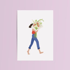 Greeting card flowers | Congratulatory card bunch of flowers | Postcard illustration | Print illustration hand drawn bouquet | Card universal